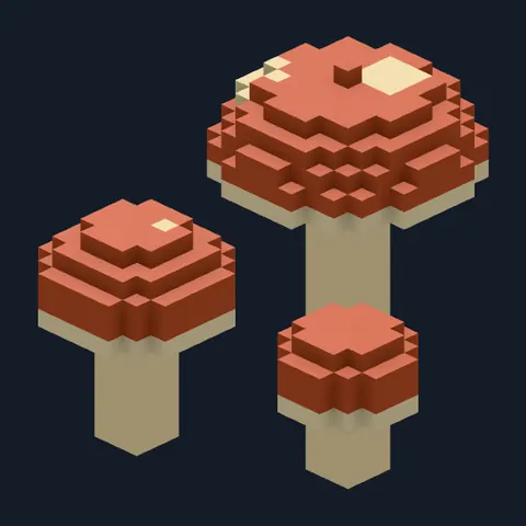 Mushroom cluster, Forest Camp voxel piece