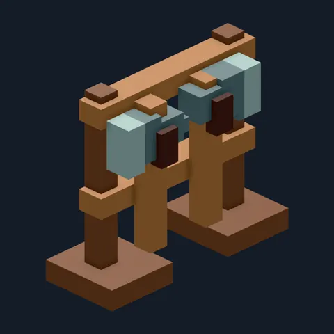 Axe rack, Forest Camp voxel piece
